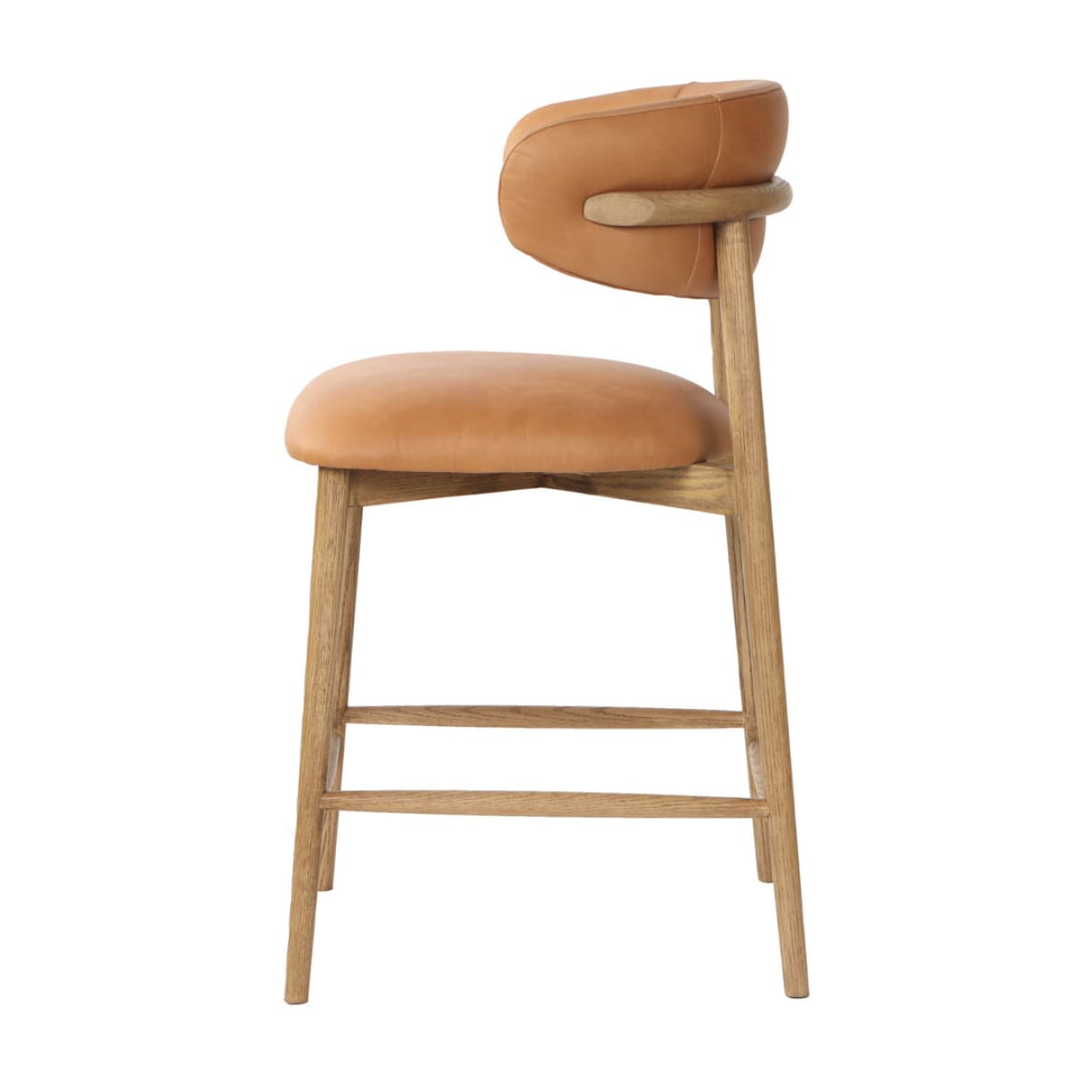 Milo Counter Stool - Hazelnut Brown Leather - lh-import-stools