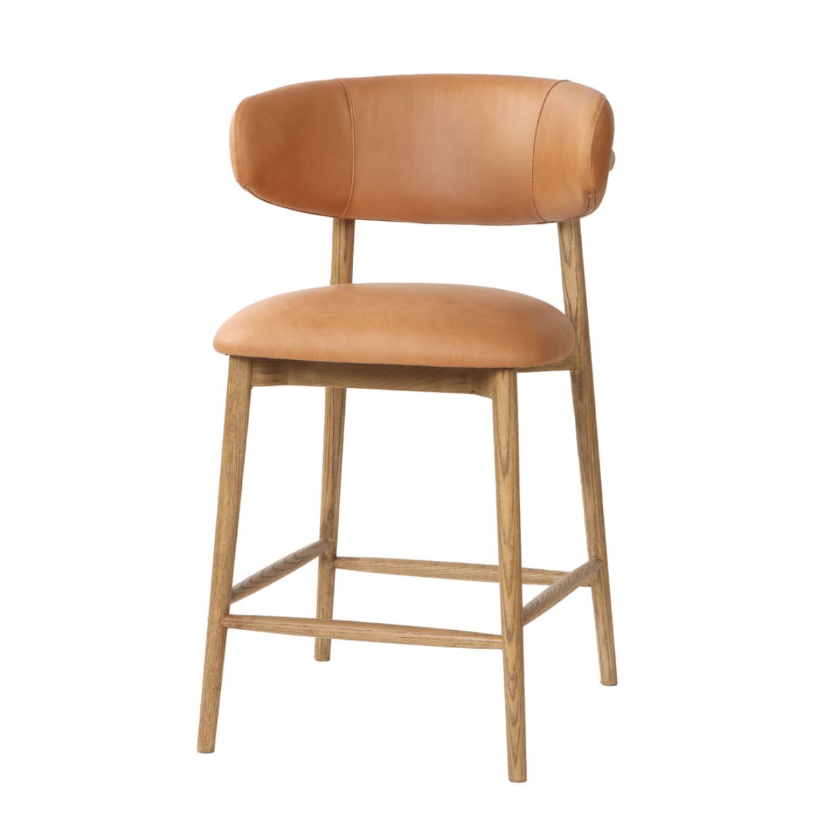 Milo Counter Stool - Hazelnut Brown Leather - lh-import-stools