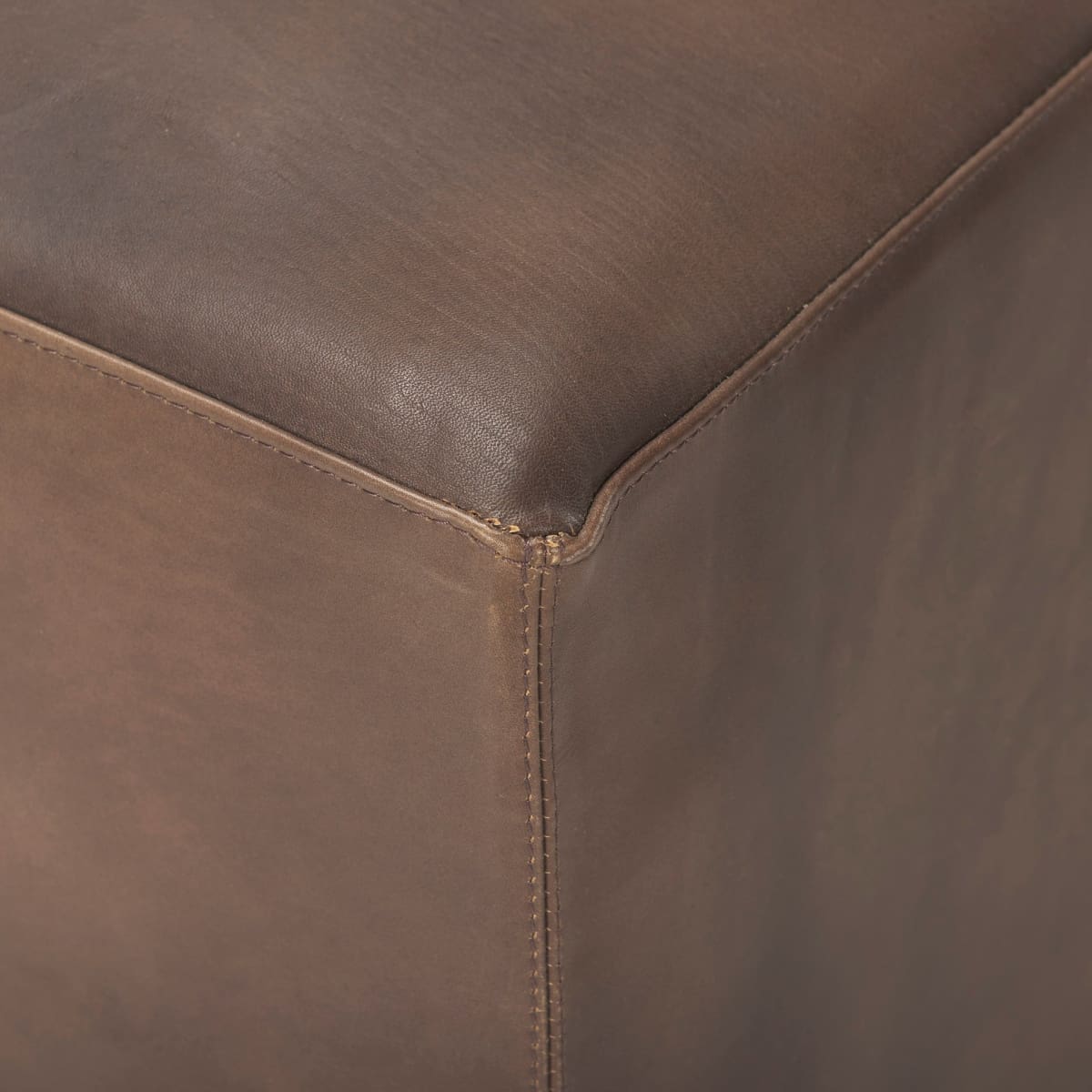 Minara Ottoman Brown Leather - ottoman-and-poufs