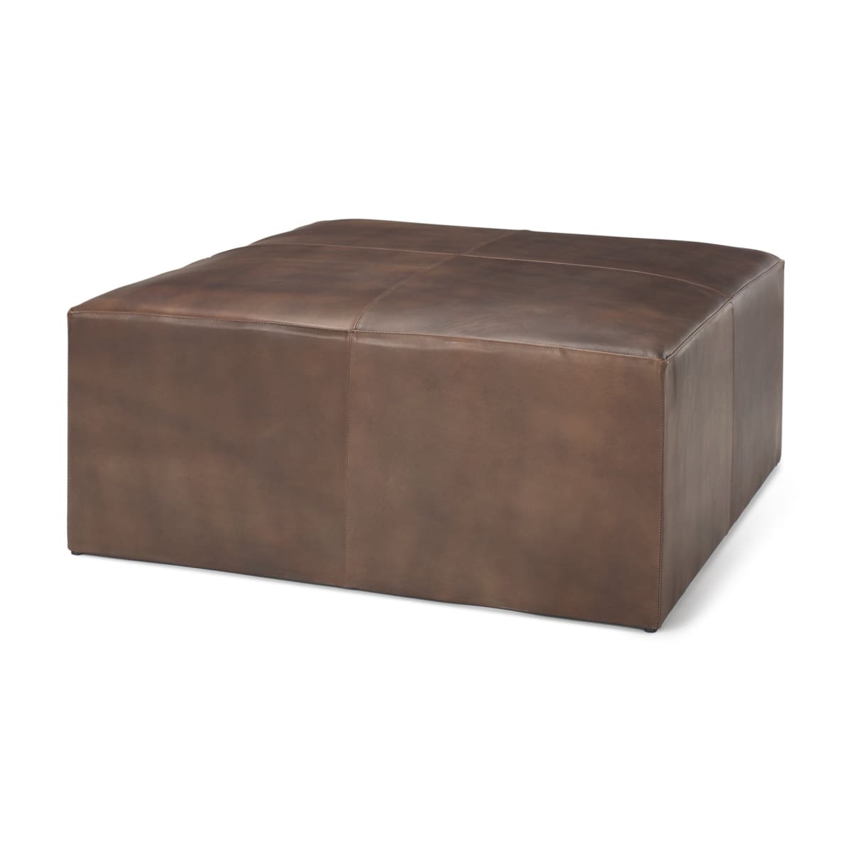 Minara Ottoman Brown Leather - ottoman-and-poufs