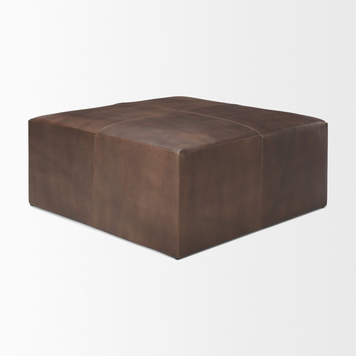 Minara Ottoman Brown Leather - ottoman-and-poufs