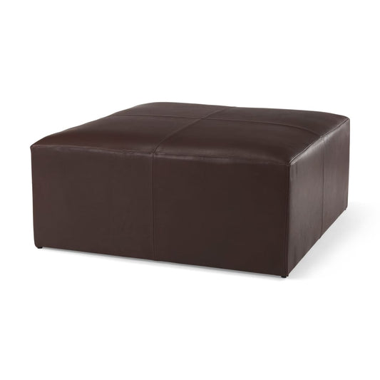 Minara Ottoman Dark Brown Leather - ottoman-and-poufs