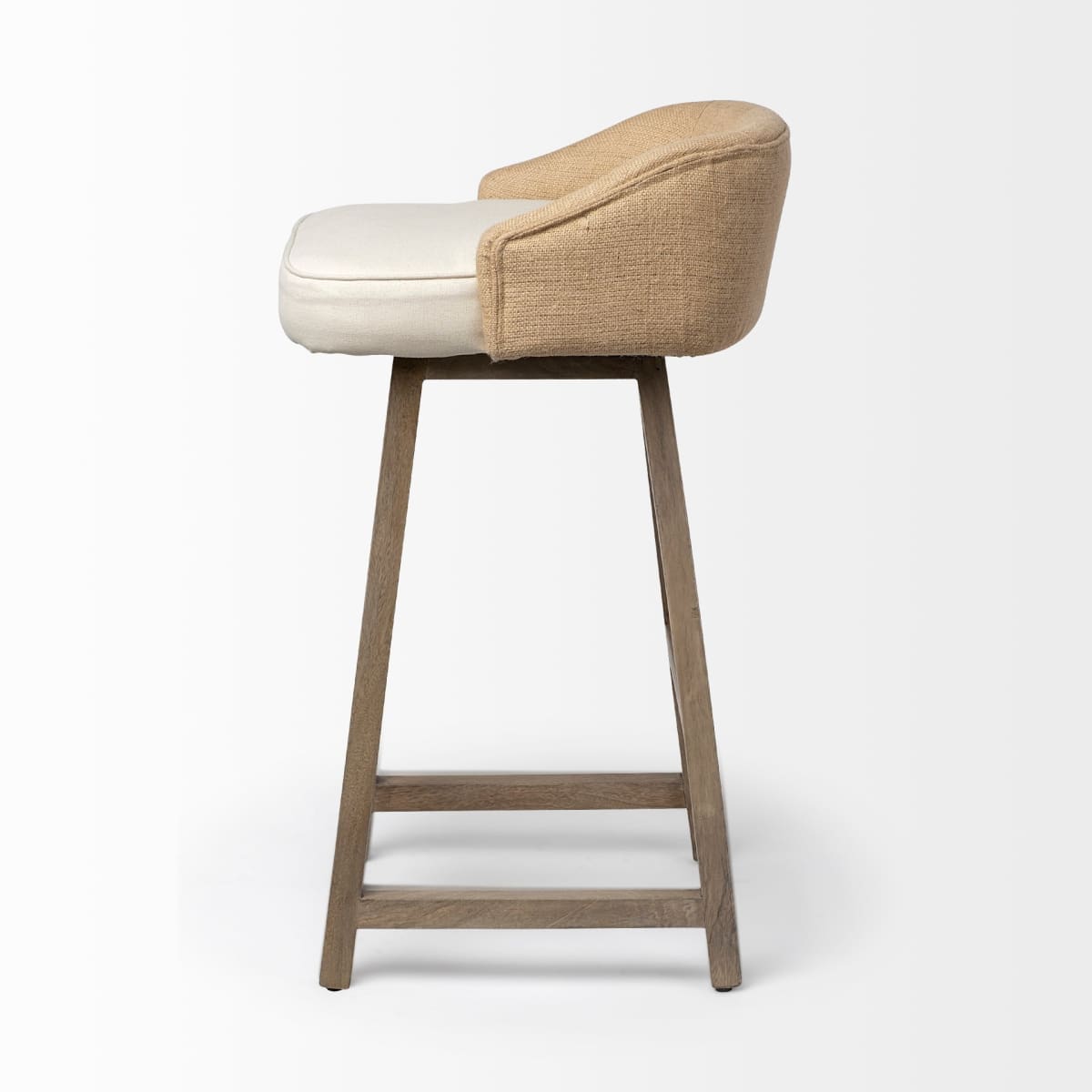 Monmouth Bar Counter Stool Cream Fabric | Brown Wood | Bar - bar-stools