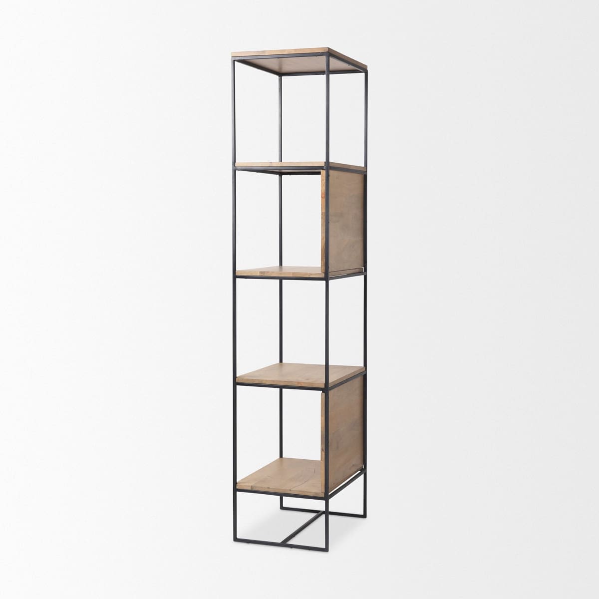 Morris 4 Tier Shelving Unit Brown Wood | Black Metal - shelving