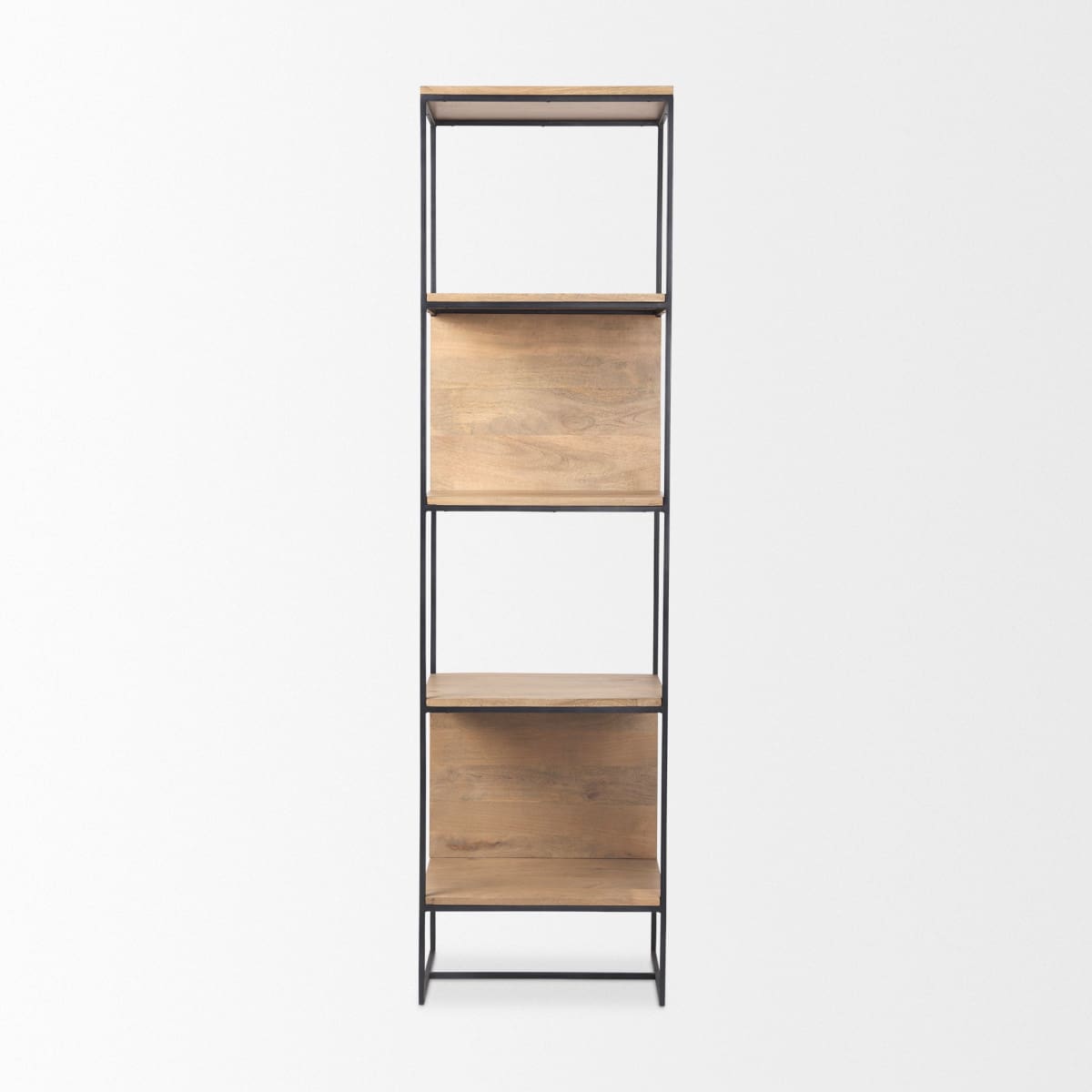 Morris 4 Tier Shelving Unit Brown Wood | Black Metal - shelving