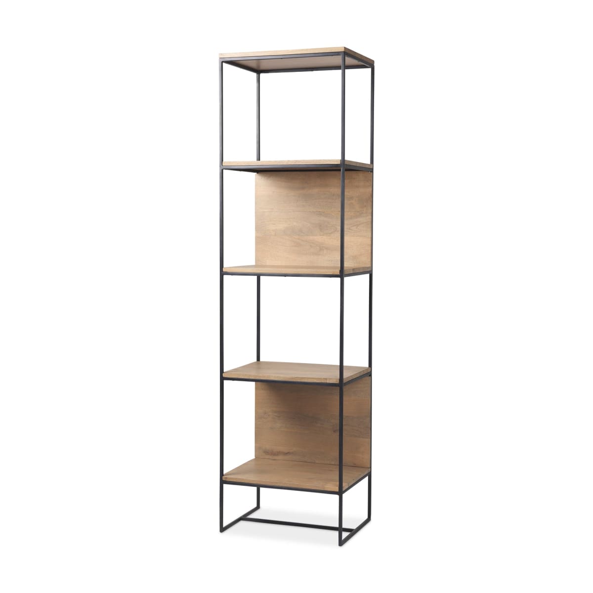 Morris 4 Tier Shelving Unit Brown Wood | Black Metal - shelving