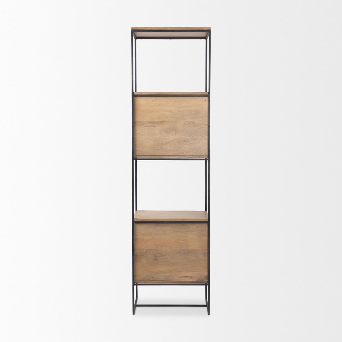 Morris 4 Tier Shelving Unit Brown Wood | Black Metal - shelving