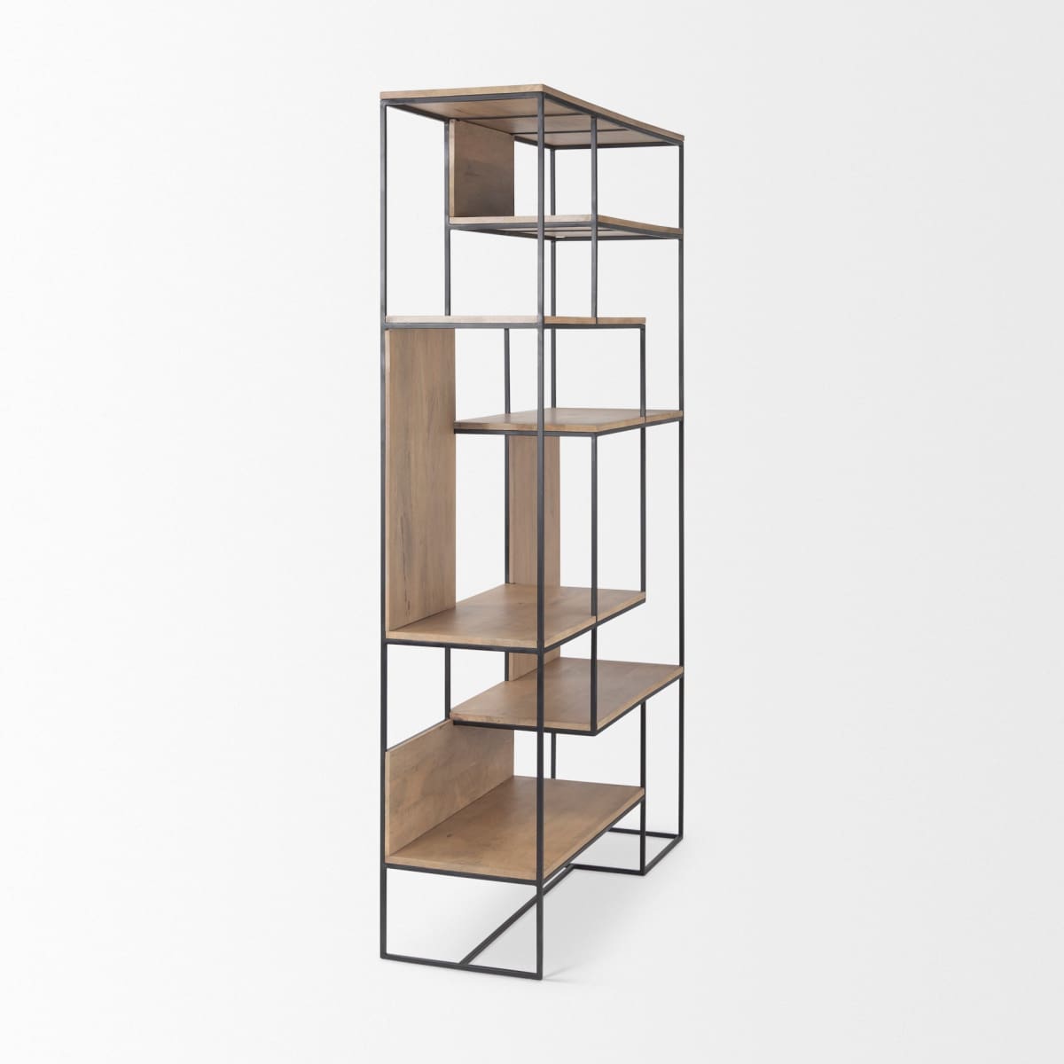 Morris 6 Tier Shelving Unit Brown Wood | Black Metal - shelving