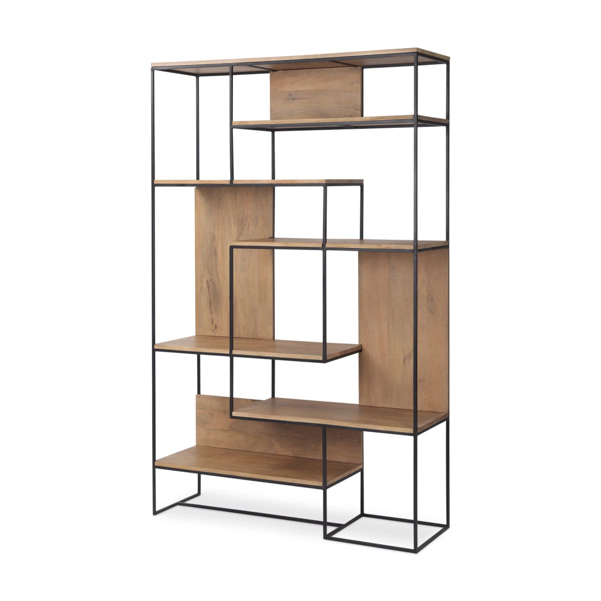 Morris 6 Tier Shelving Unit Brown Wood | Black Metal - shelving