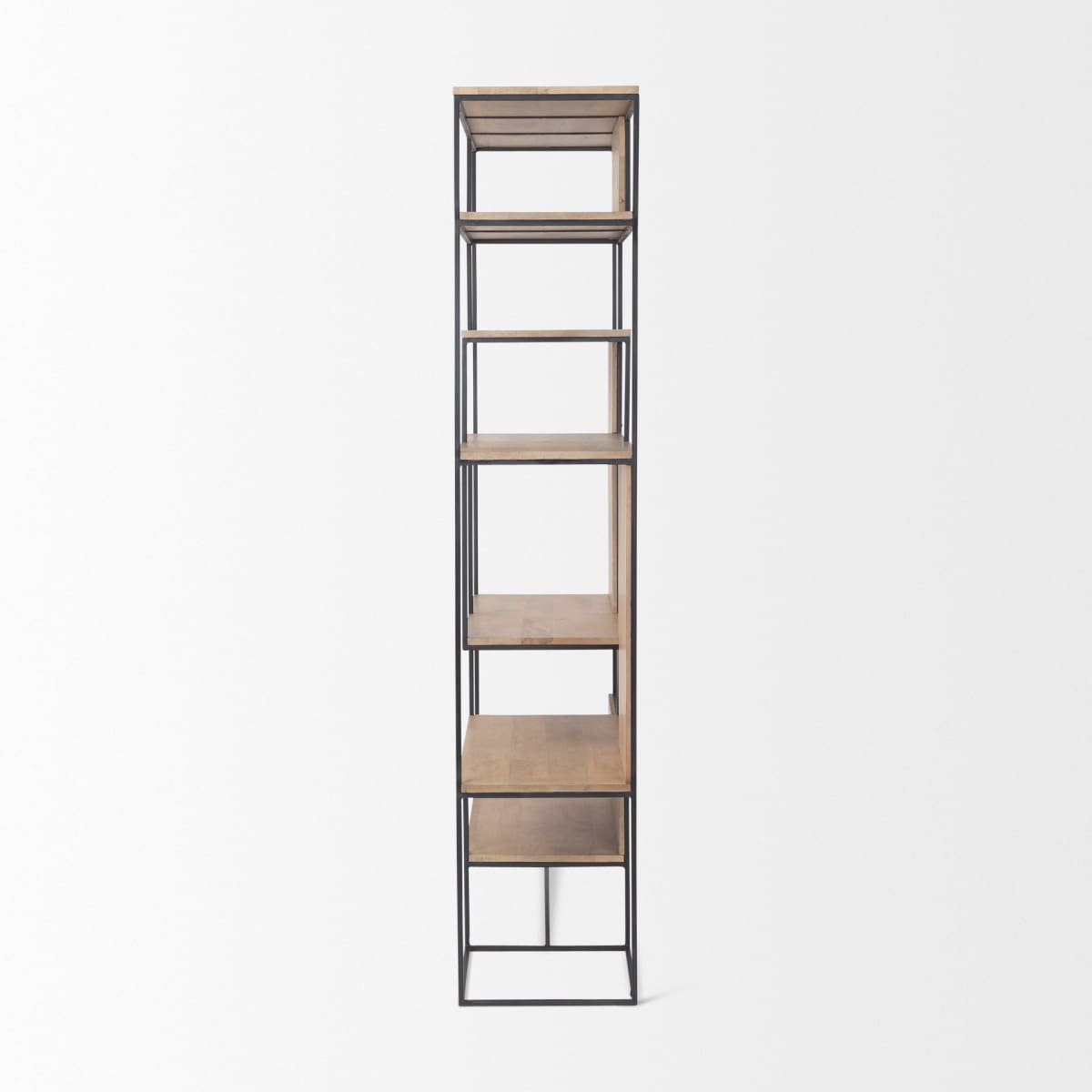 Morris 6 Tier Shelving Unit Brown Wood | Black Metal - shelving