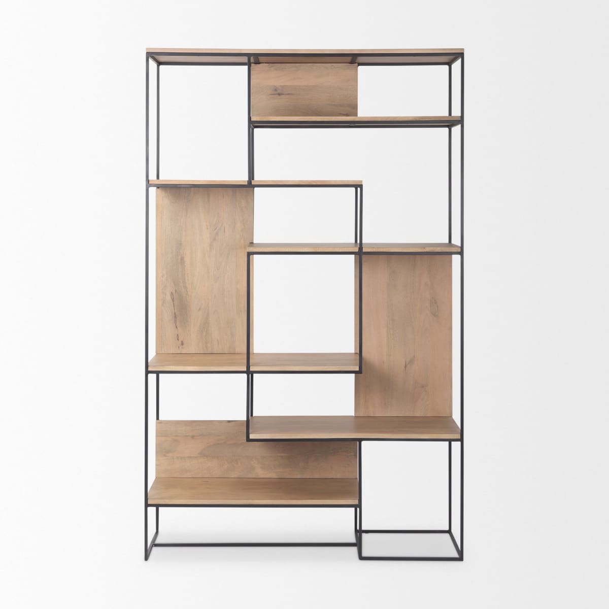 Morris 6 Tier Shelving Unit Brown Wood | Black Metal - shelving