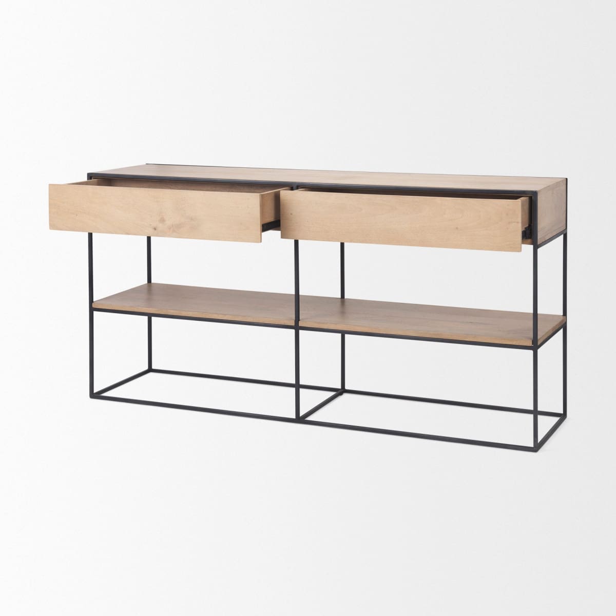 Morris Console Table Beige Wood | Black Metal - console-tables