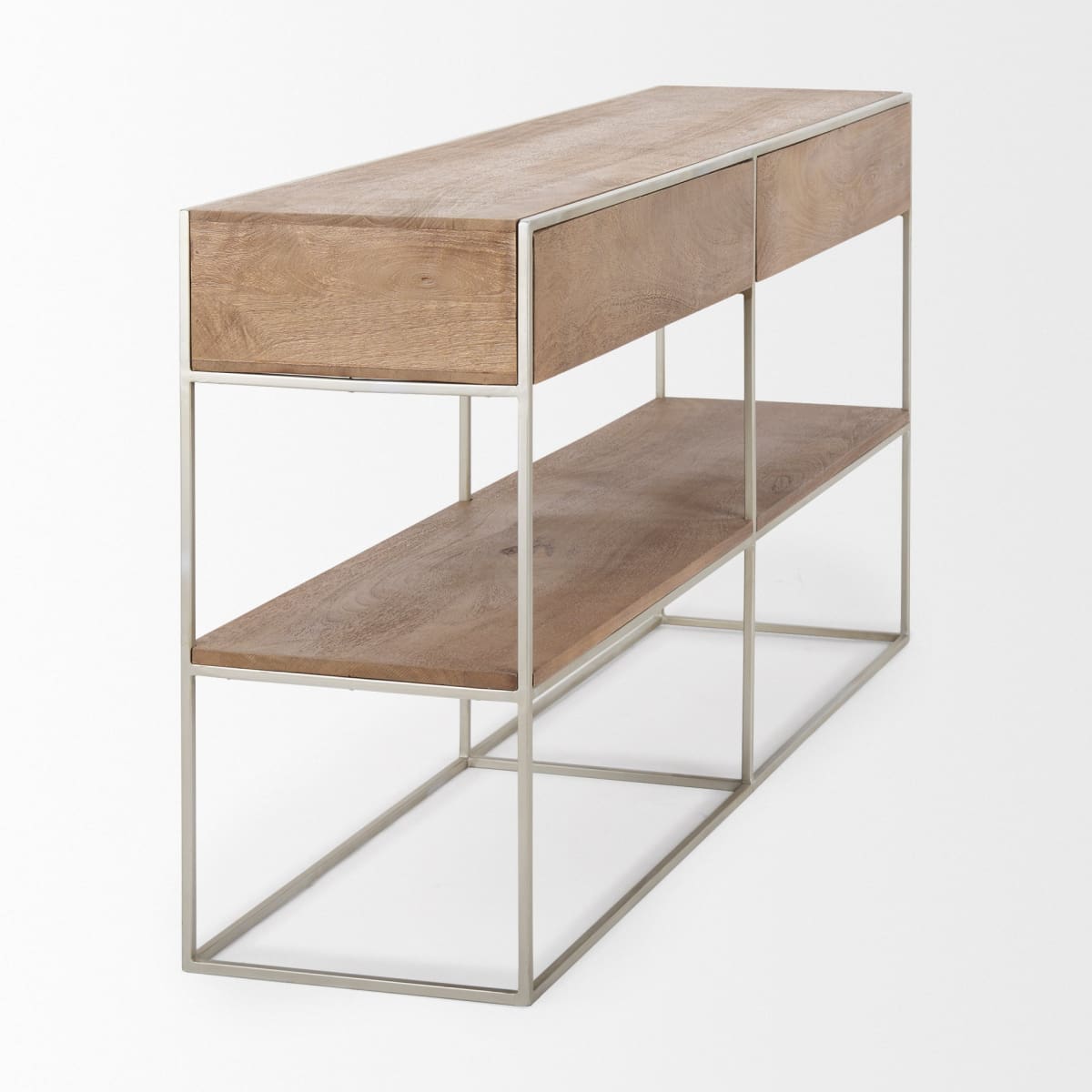 Morris Console Table Brown Wood | Silver Metal - console-tables