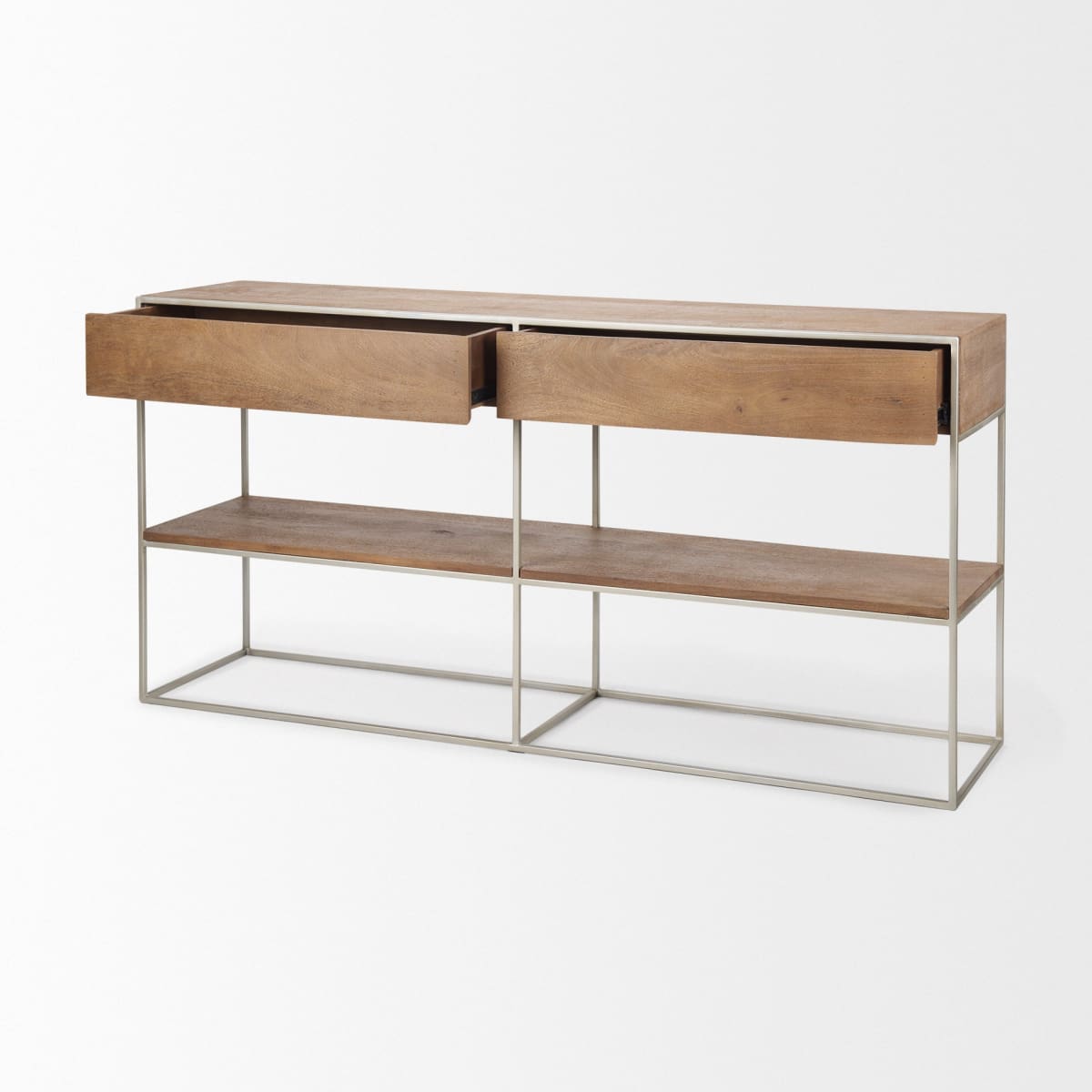 Morris Console Table Brown Wood | Silver Metal - console-tables