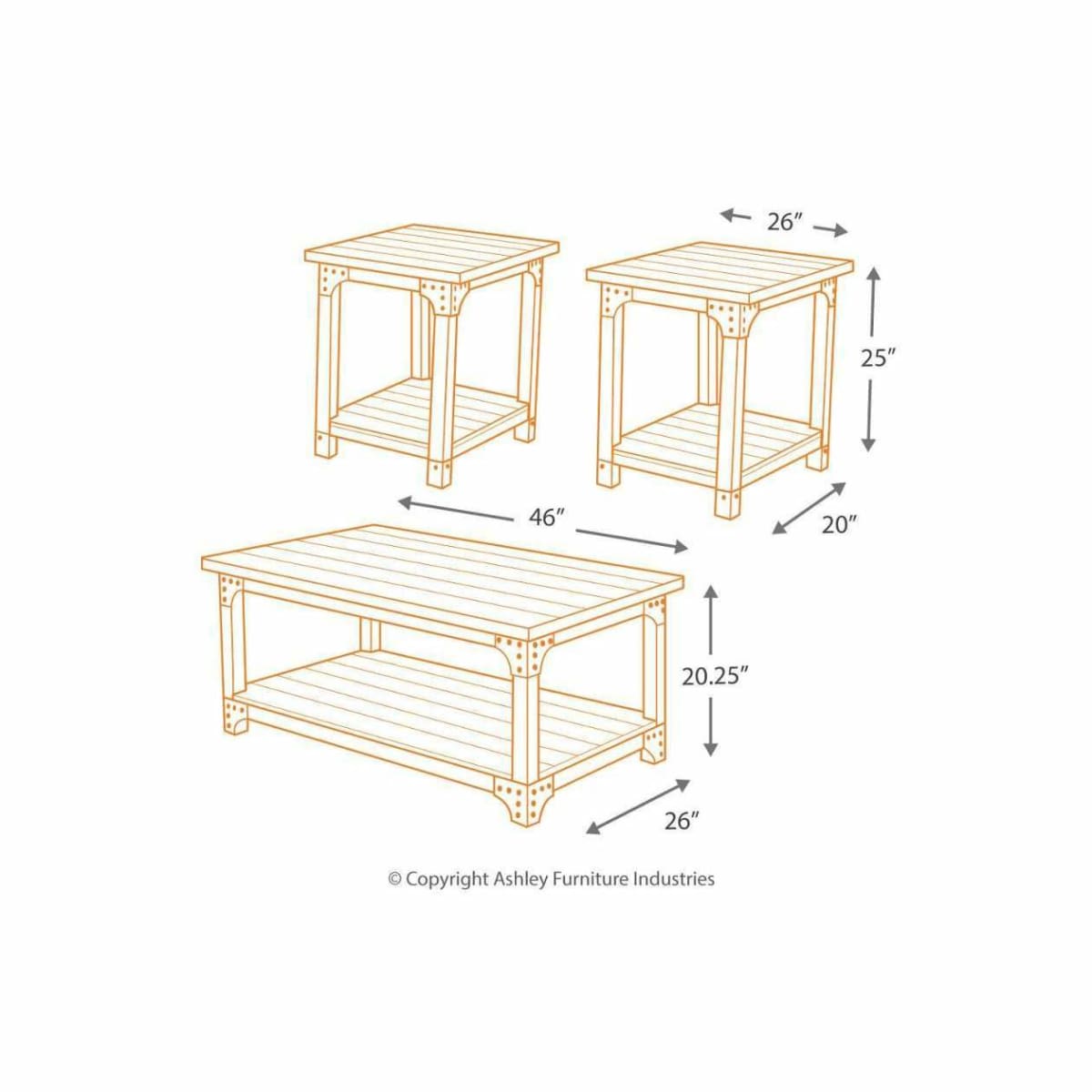 Murphy 3PC Coffee Table - COFFEE TABLE