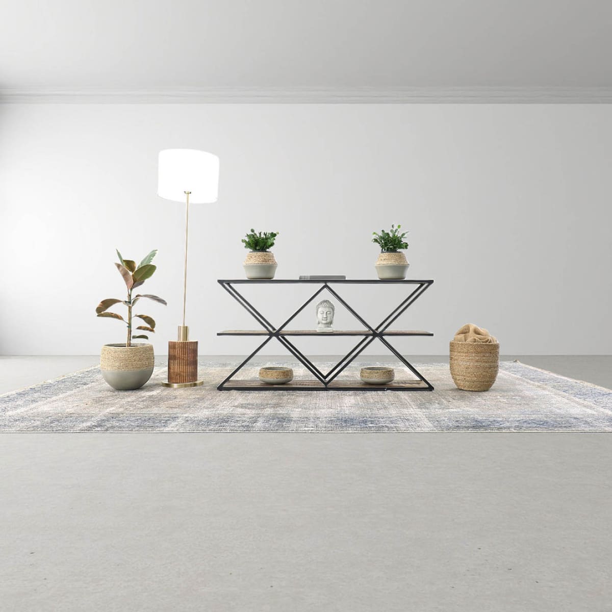 Nature Milk Jug Grass And Concrete Pot - lh-import-vases