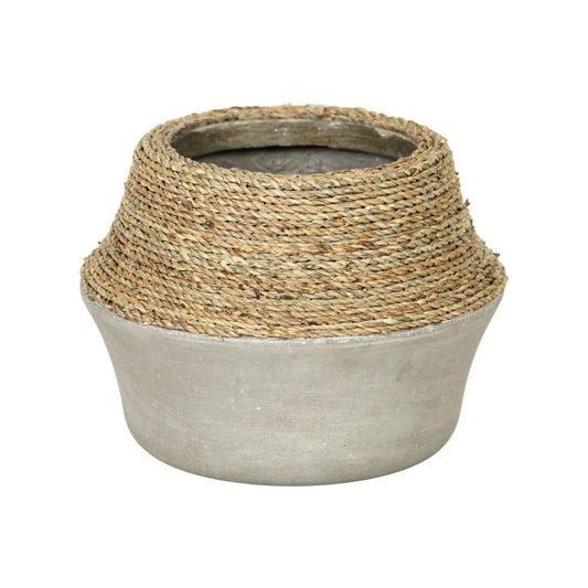 Nature Milk Jug Grass And Concrete Pot - lh-import-vases