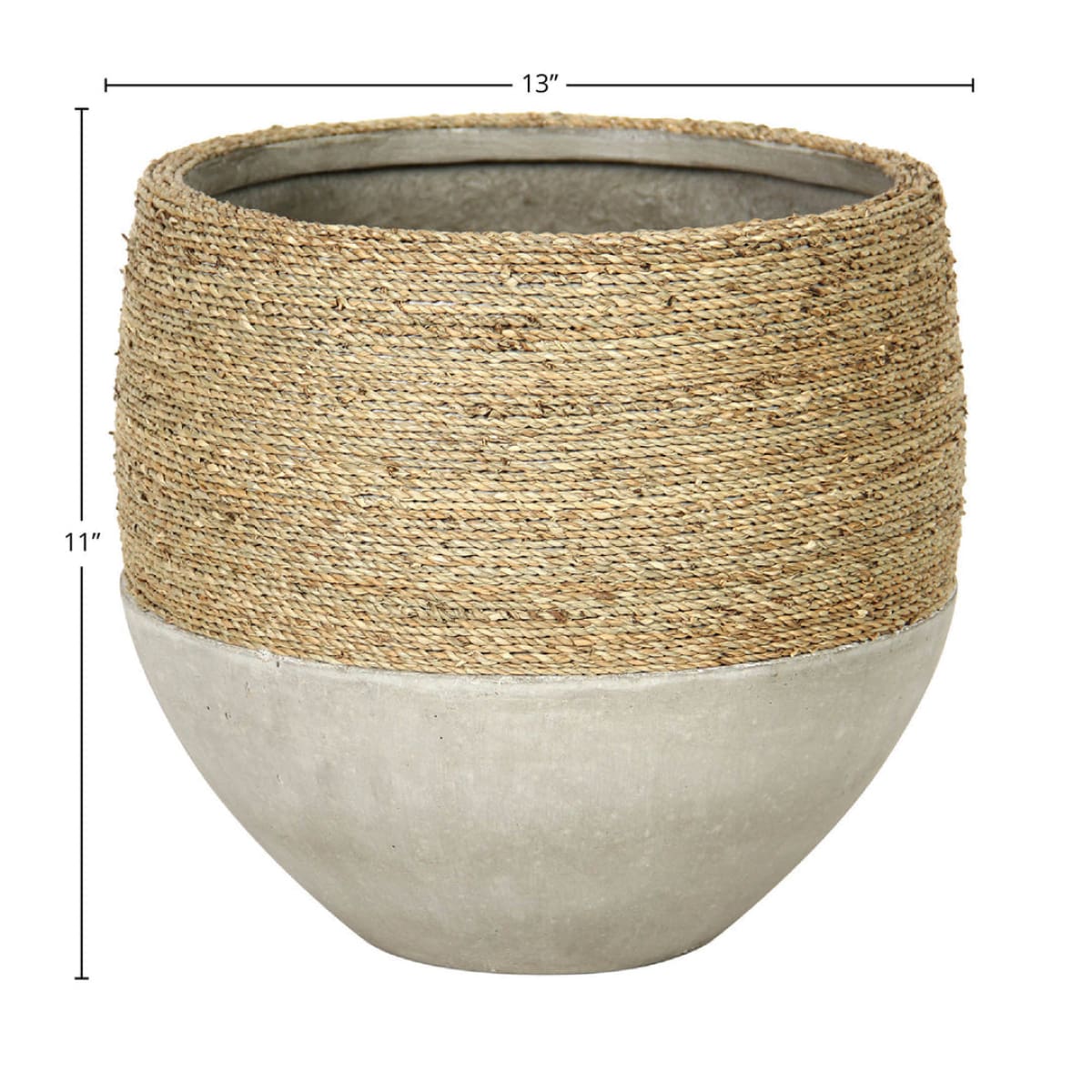 Nature Mixed Grass And Concrete Pot - lh-import-vases