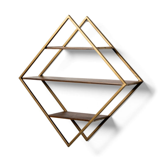 Neil Wall Furniture Gold Metal | Brown Wood - wall-furniture