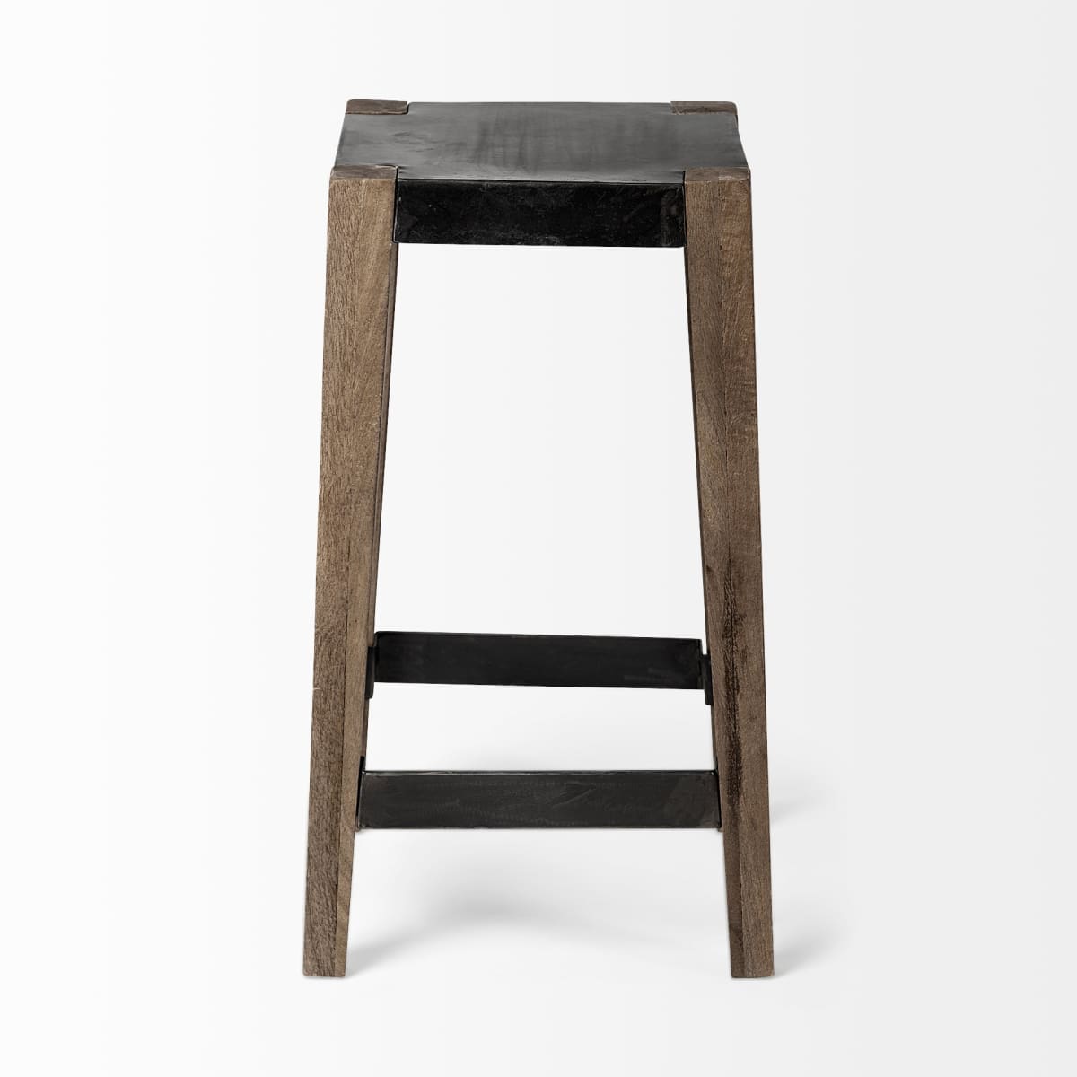 Nell Bar Counter Stool Black Metal | Light Brown Wood | Counter - bar-stools