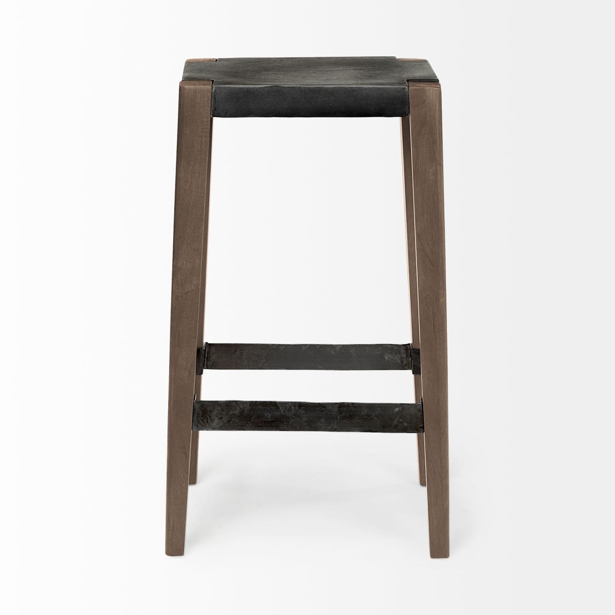 Nell Bar Counter Stool Black Metal | Light Brown Wood | Bar - bar-stools