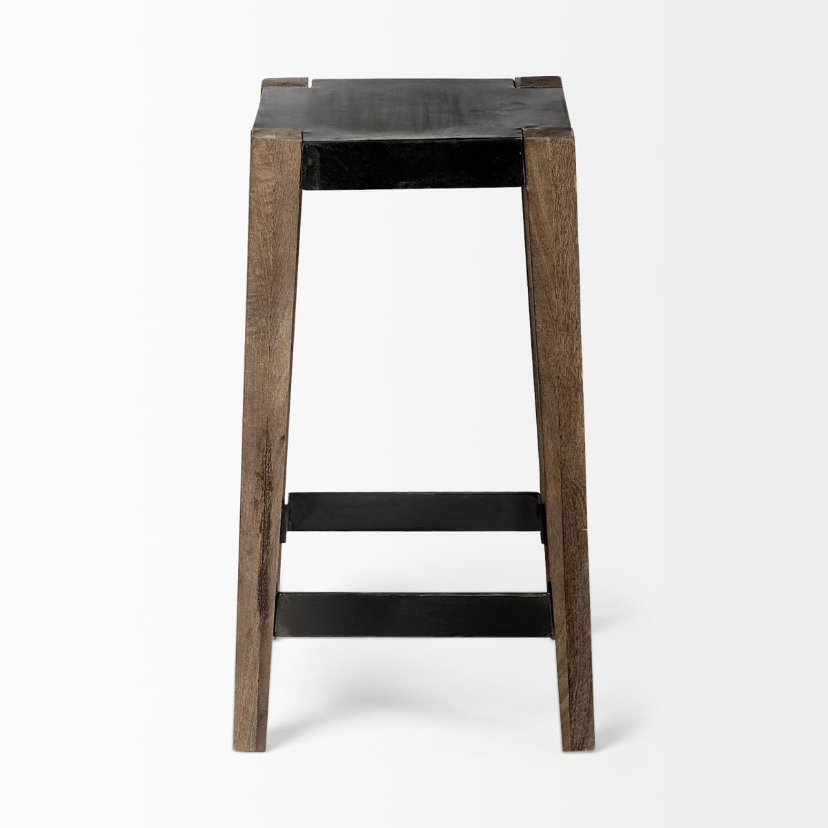Nell Bar Counter Stool Black Metal | Light Brown Wood | Counter - bar-stools