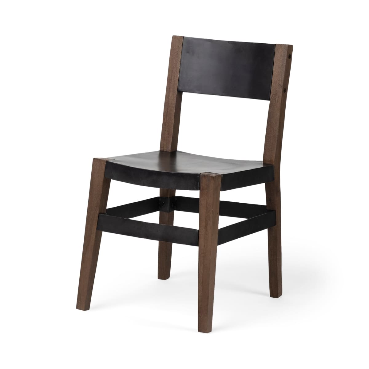 Nell Dining Chair Black Metal | Brown Wood - dining-chairs