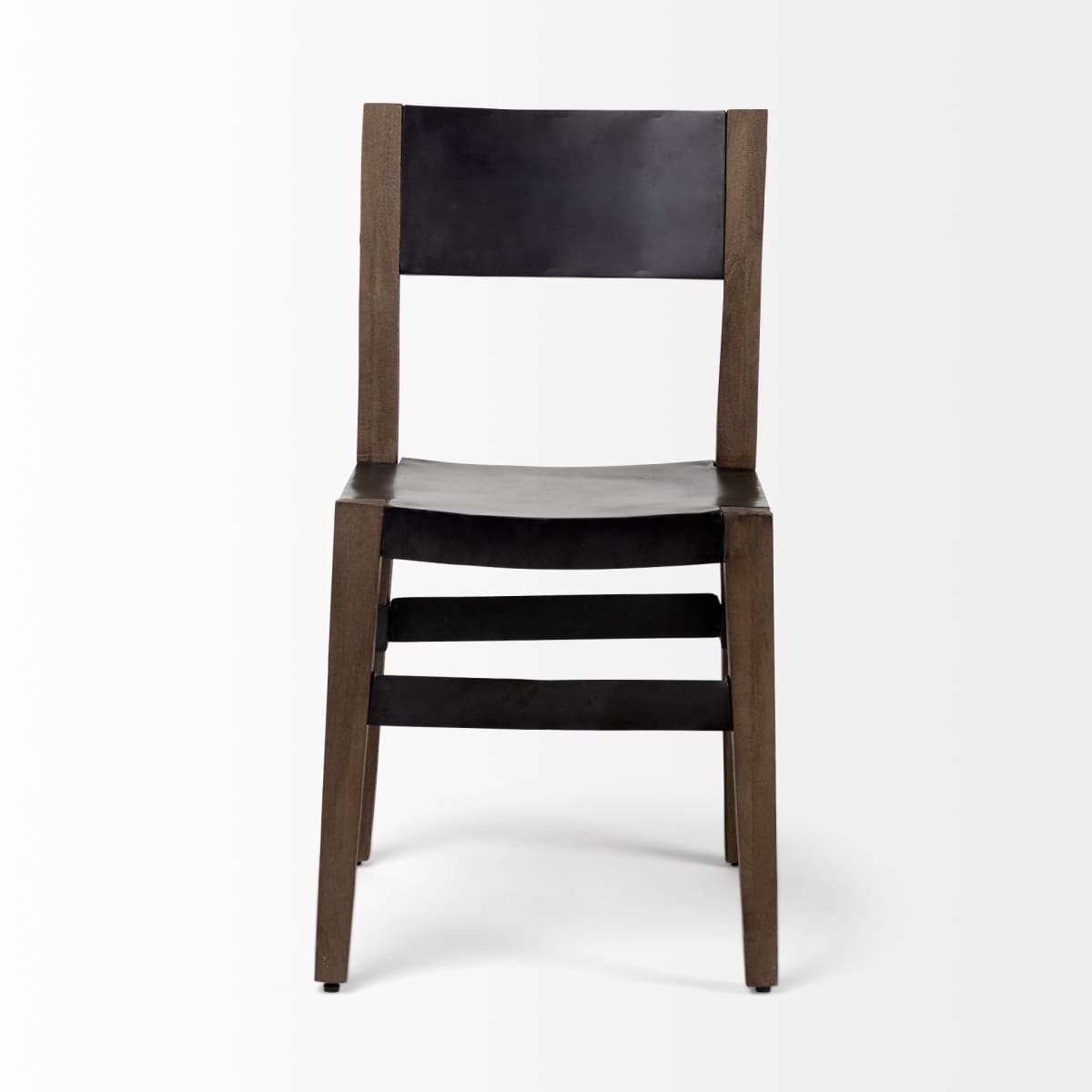 Nell Dining Chair Black Metal | Brown Wood - dining-chairs
