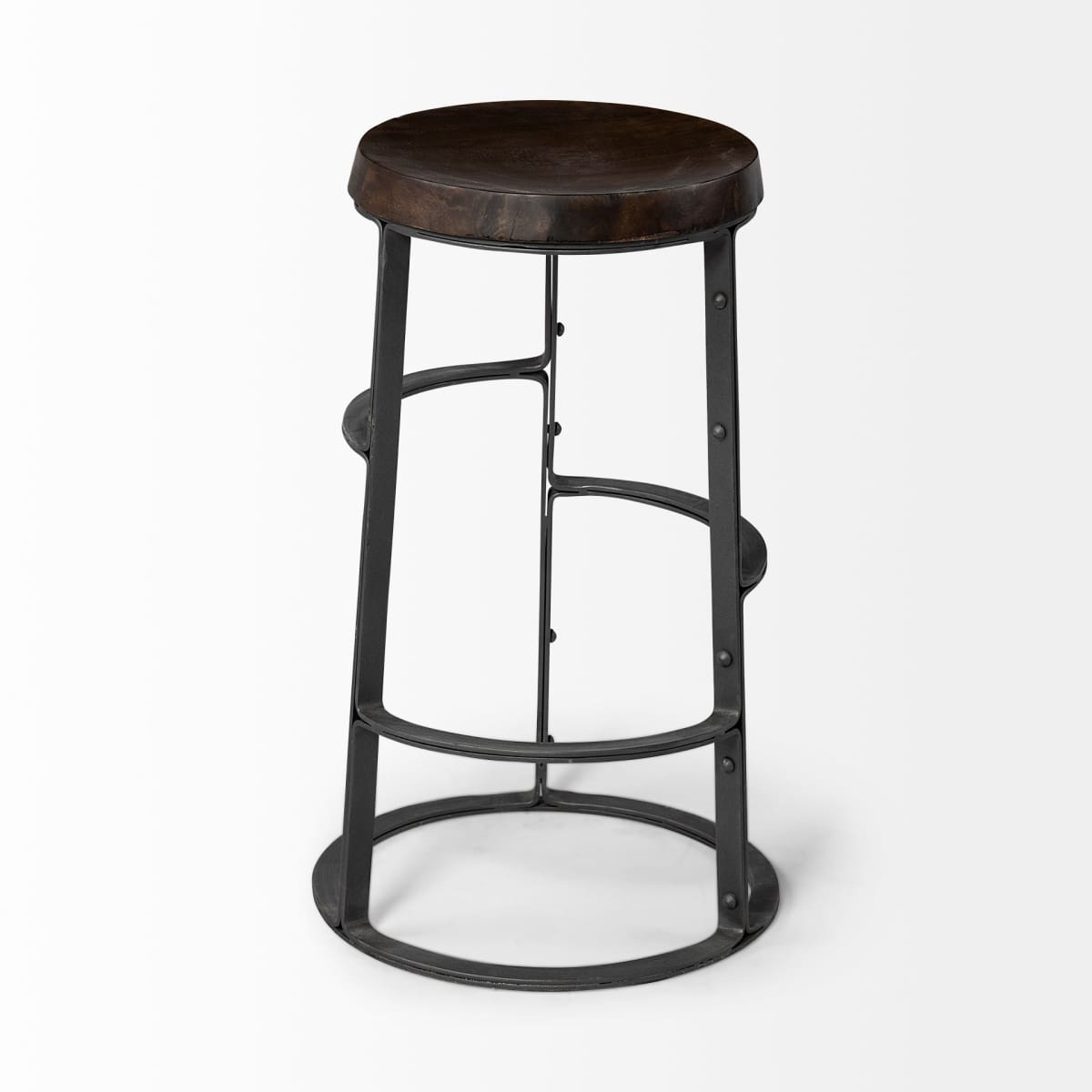 Neo Bar Counter Stool Brown Wood | Black Metal - bar-stools