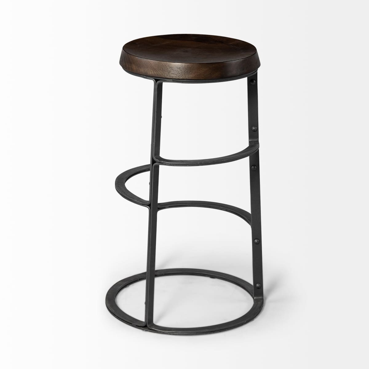 Neo Bar Counter Stool Brown Wood | Black Metal - bar-stools