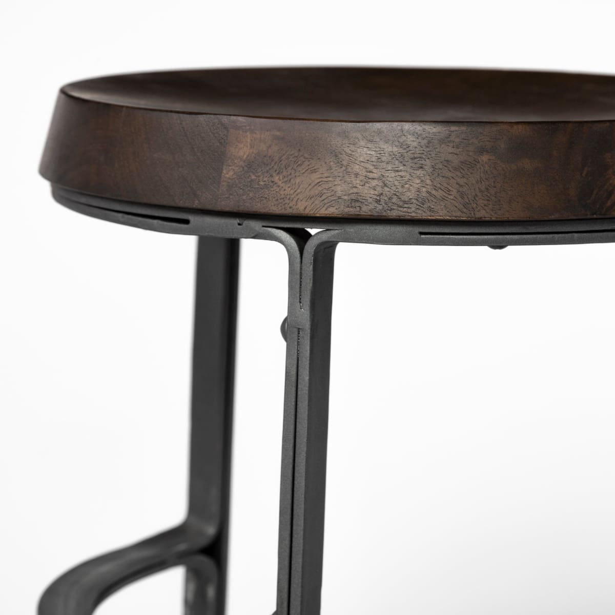 Neo Bar Counter Stool Brown Wood | Black Metal - bar-stools