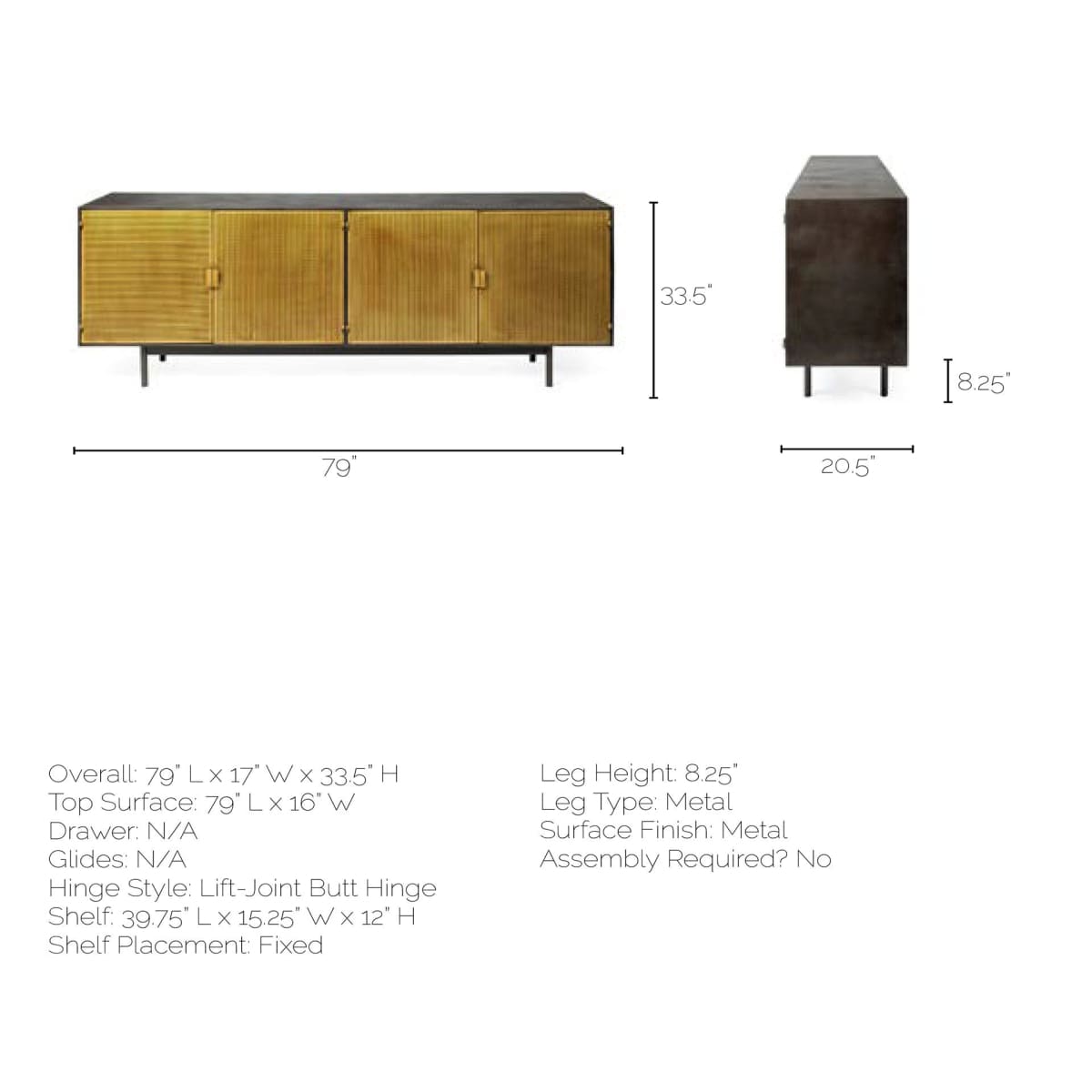 Newsome Sideboard Black Metal | Gold Metal - sideboards-and-buffets