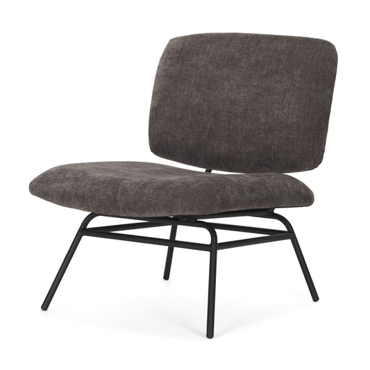 Nora Upholstered Accent Chair Charcoal | Black Metal - accent-chairs