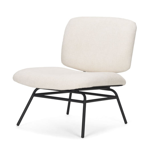 Nora Upholstered Accent Chair Cream | Black Metal - accent-chairs