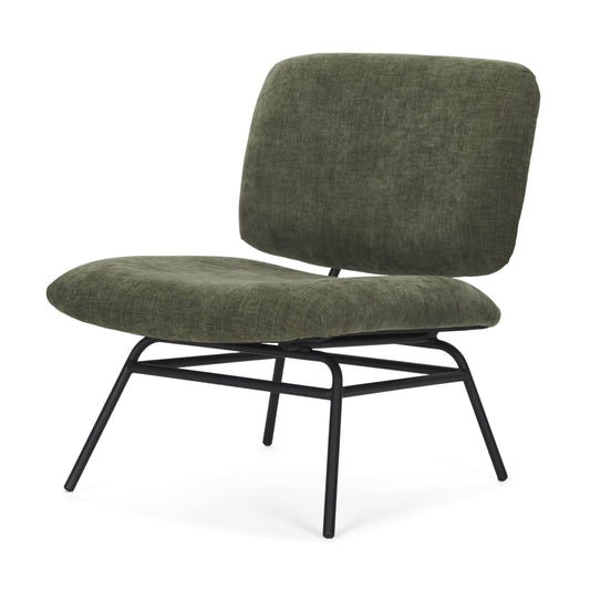 Nora Upholstered Accent Chair Green | Black Metal - accent-chairs