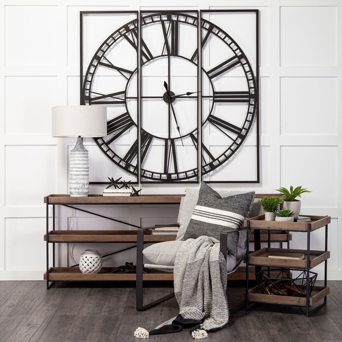 Norwood Wall Clock Black Metal | 60’’ - wall-clocks