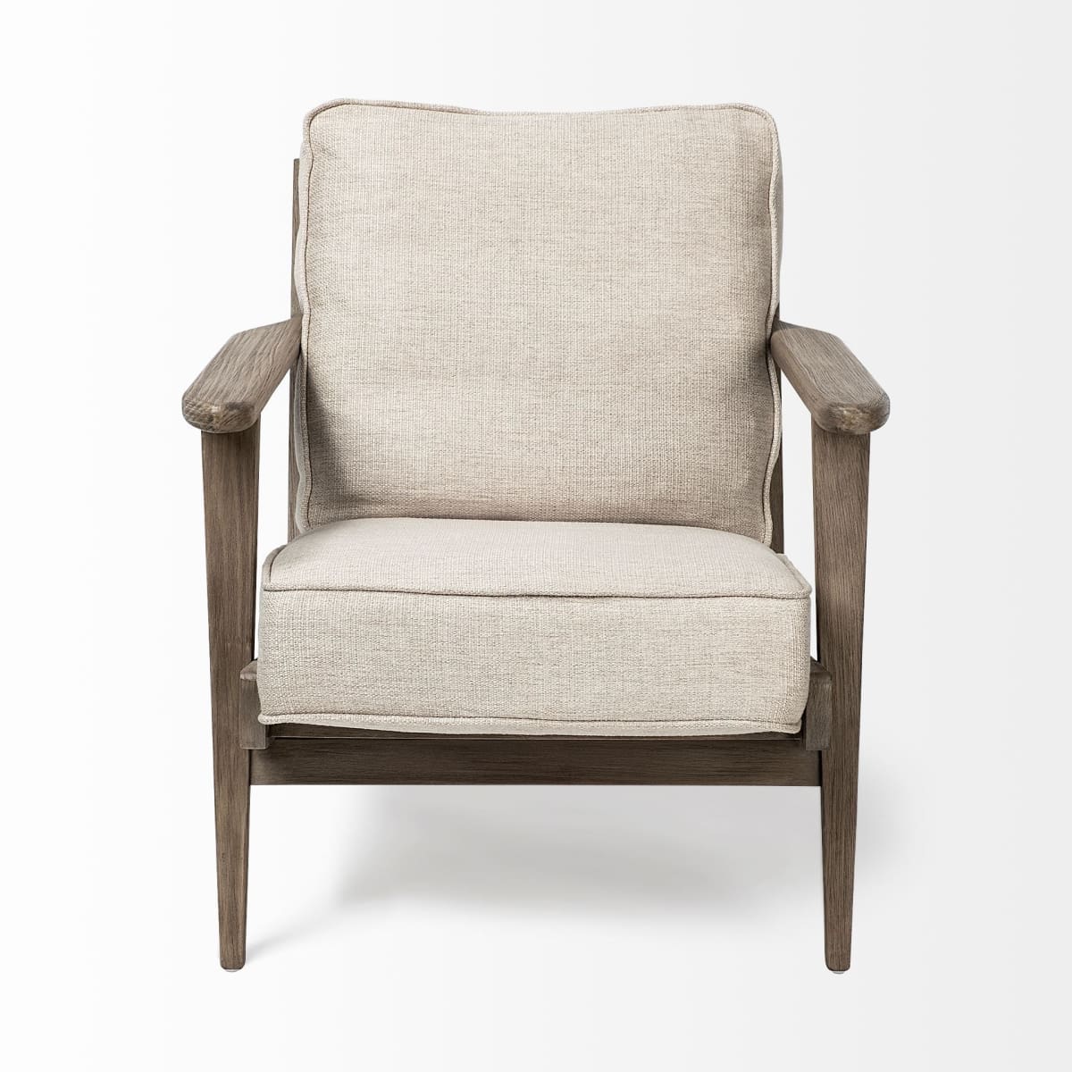 Olympus Accent Chair Beige Fabric | Brown Wood - accent-chairs