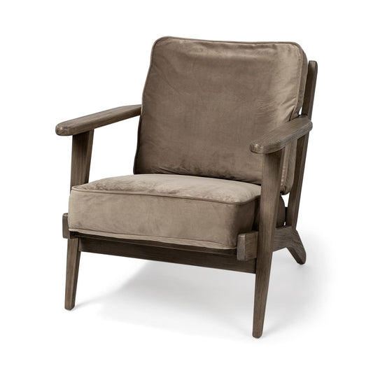 Olympus Accent Chair Brown Velvet | Brown Wood - accent-chairs