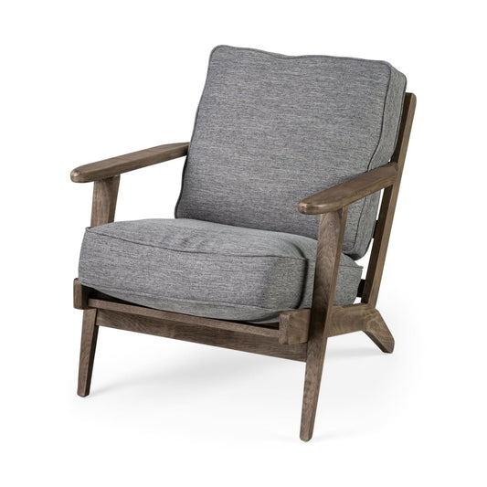 Olympus Accent Chair Castlerock Gray Fabric | Brown Wood - accent-chairs