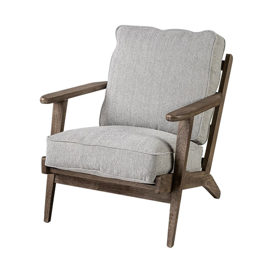 Olympus Accent Chair Frost Gray Fabric | Brown Wood - accent-chairs