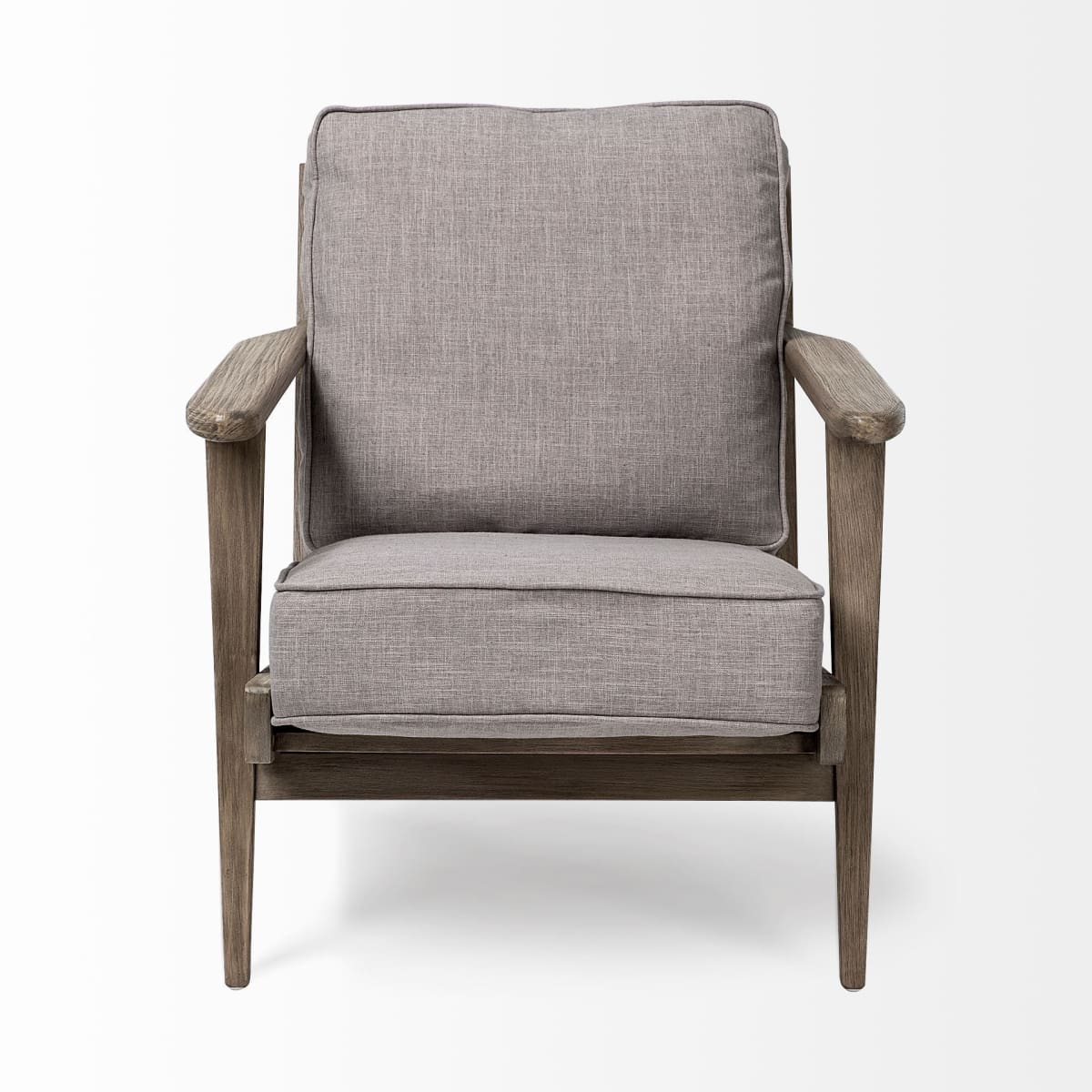 Olympus Upholstered Accent Chair Flint Gray Fabric | Brown Wood - accent-chairs