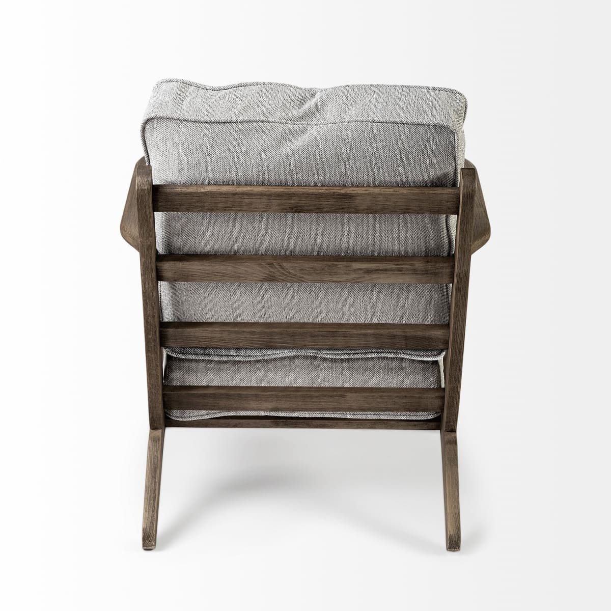 Olympus Upholstered Accent Chair Frost Gray Fabric | Brown Wood - accent-chairs
