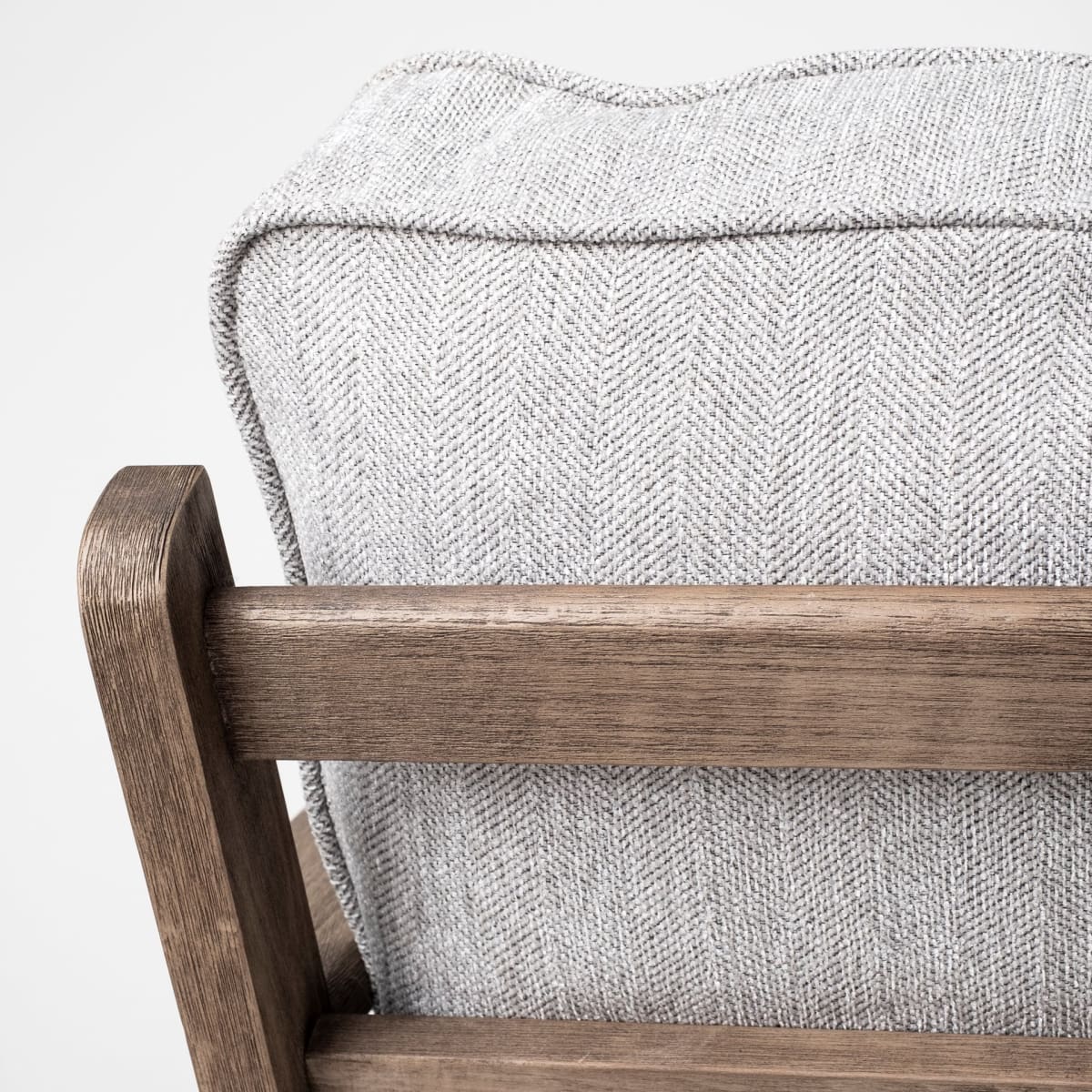 Olympus Upholstered Accent Chair Frost Gray Fabric | Brown Wood - accent-chairs