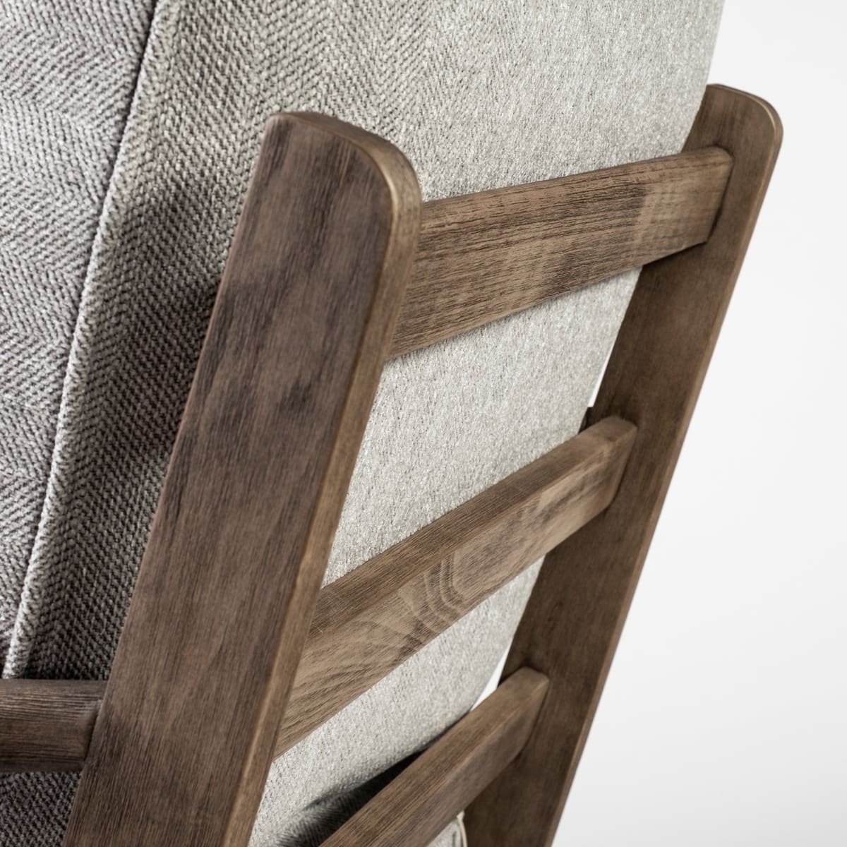 Olympus Upholstered Accent Chair Frost Gray Fabric | Brown Wood - accent-chairs