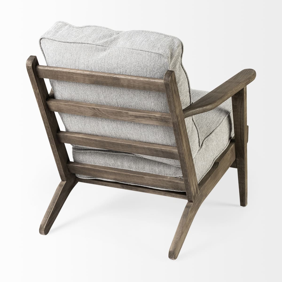 Olympus Upholstered Accent Chair Frost Gray Fabric | Brown Wood - accent-chairs