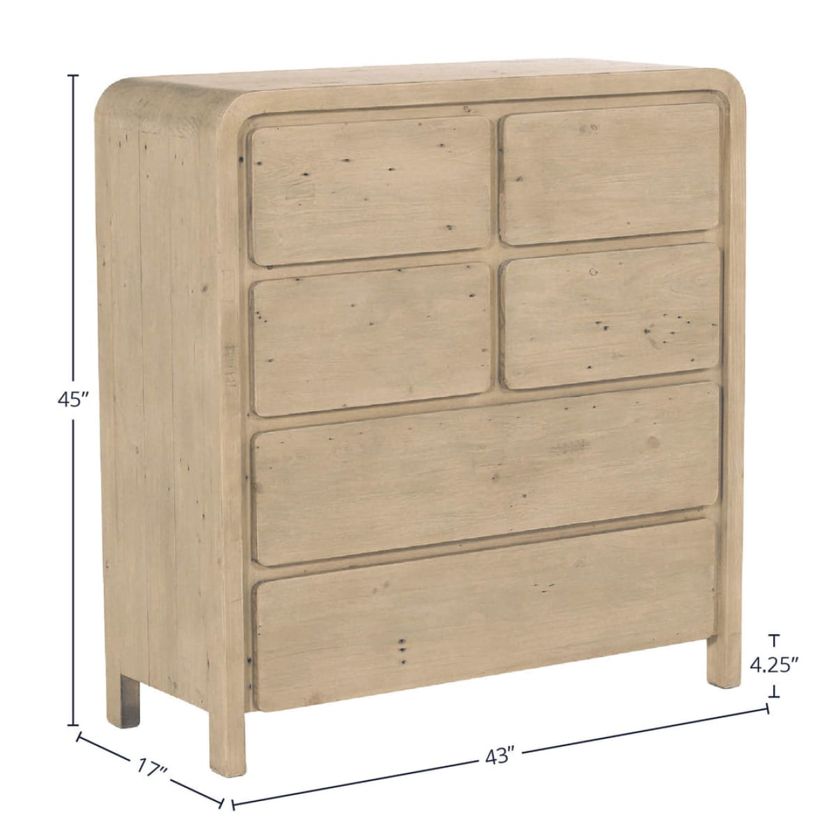 Opera 6 Drawer Chest - Scrubbed Teak - lh-import-dressers