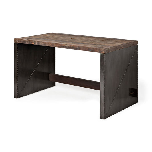 Orwell Office Desk Brown Wood | Black Metal - office