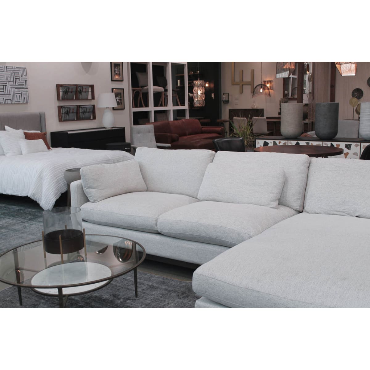 Oxford Left Sectional Sofa - Travertine Cream - lh-import-sectionals