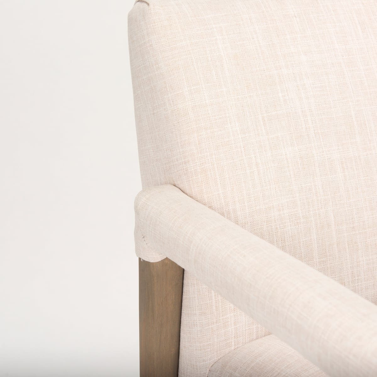 Palisades Accent Chair Cream Fabric | Brown Wood - accent-chairs