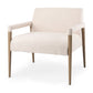 Palisades Accent Chair Cream Fabric | Brown Wood - accent-chairs